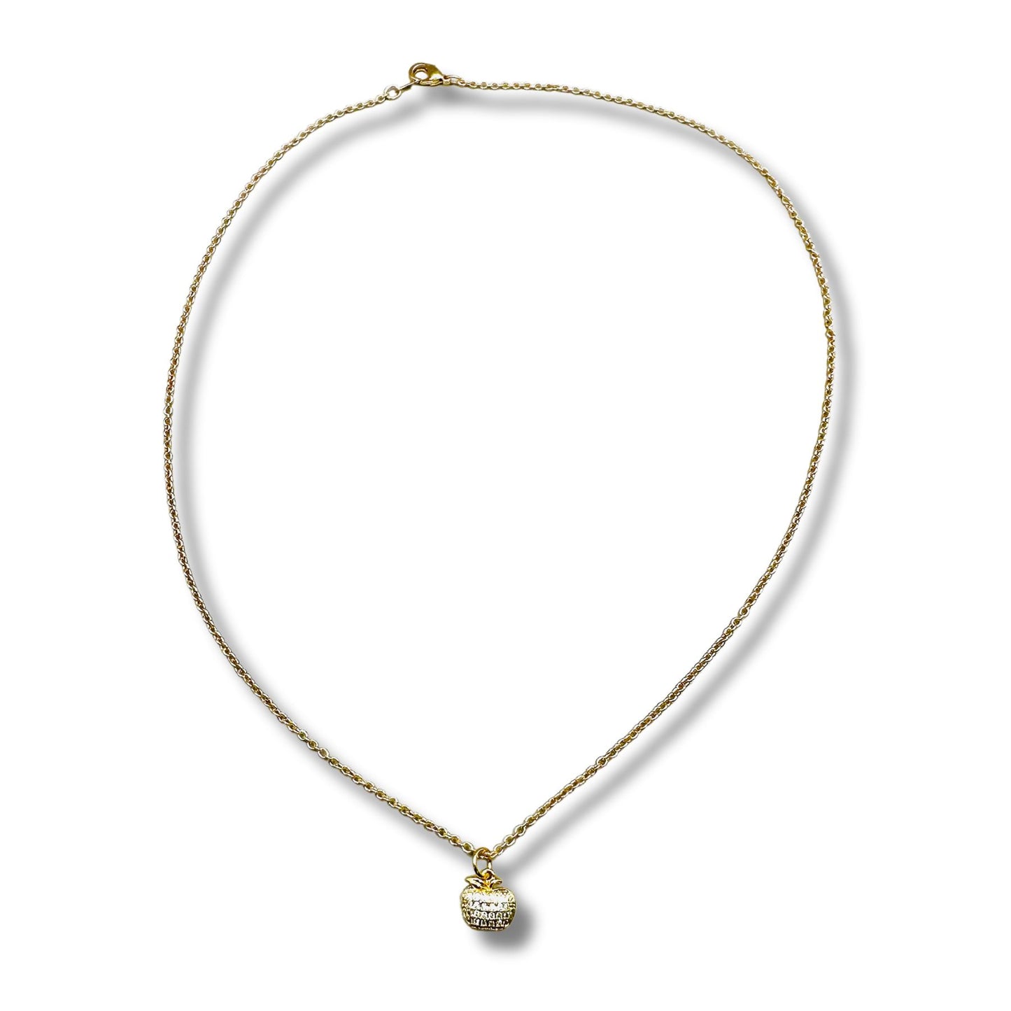 Apple For the Teacher Pave CZPendant Necklace