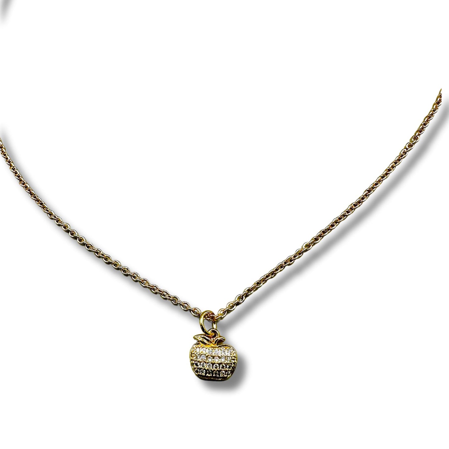 Apple For the Teacher Pave CZPendant Necklace