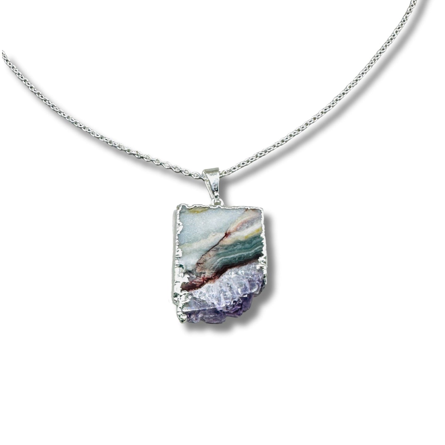 Landscape Amethyst Slice Electroformed Necklace