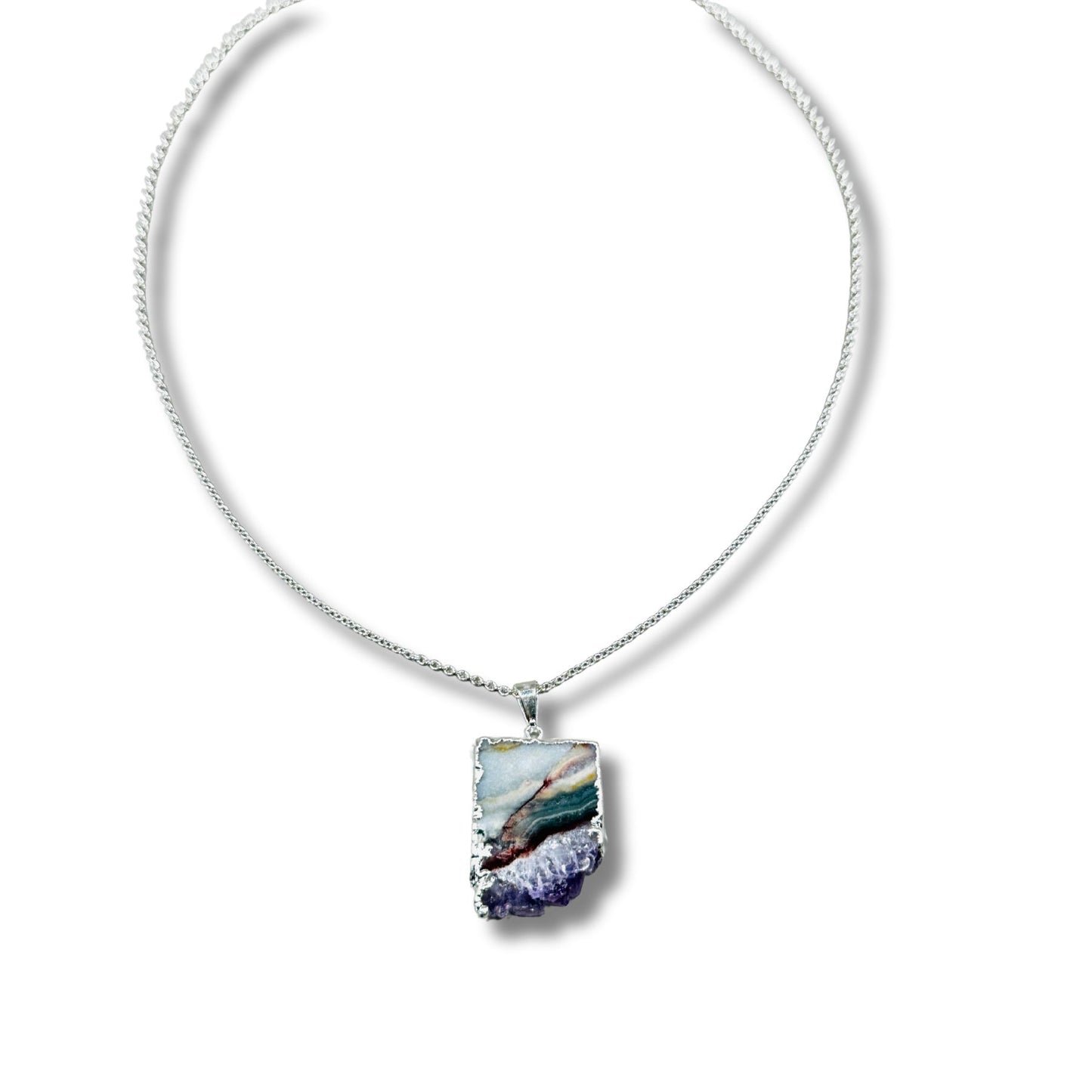 Landscape Amethyst Slice Electroformed Necklace