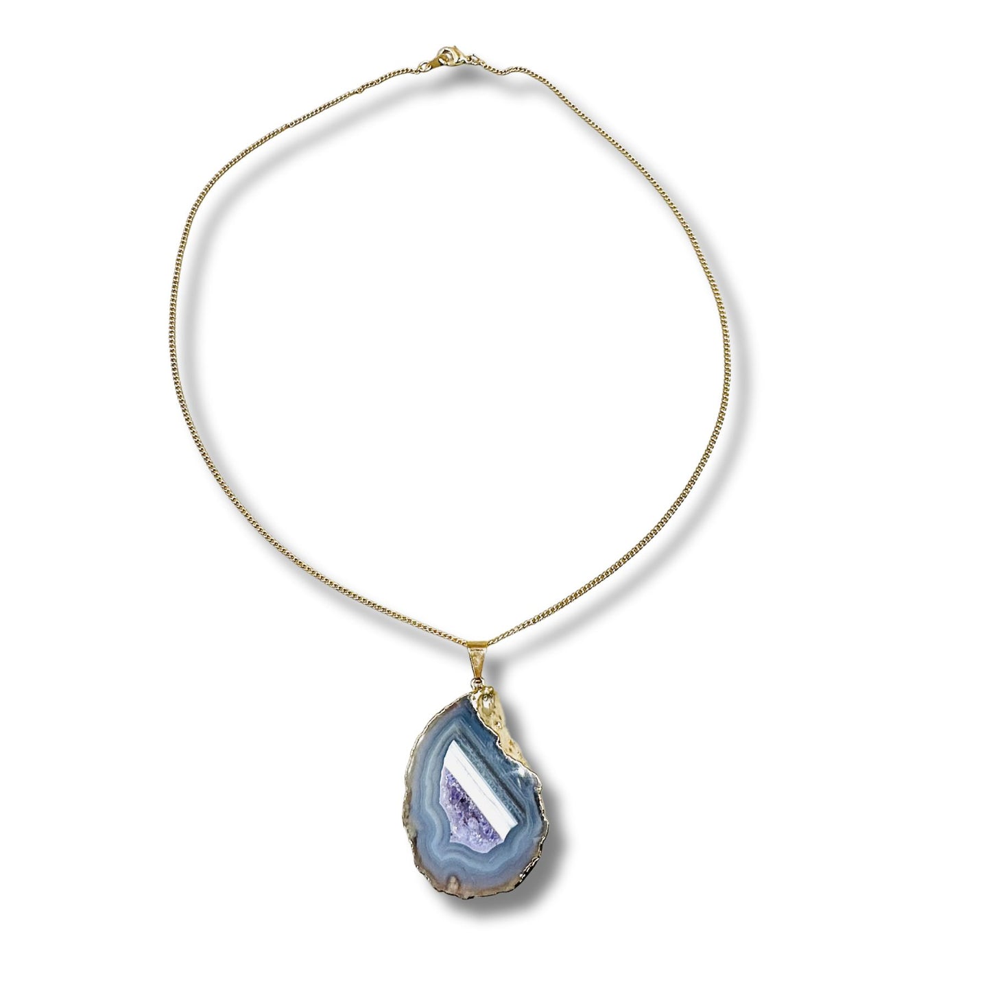 Stunning Agate Lavender and White Electroformed Necklace
