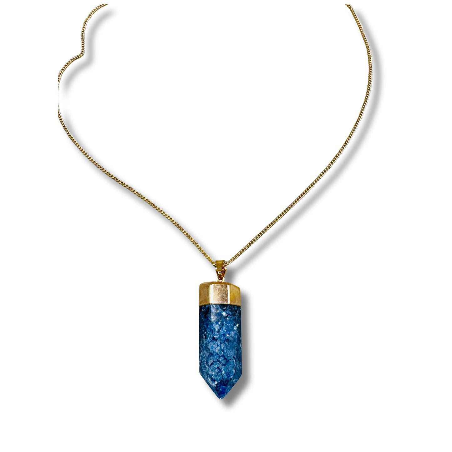 Purple Quartz Crystal Point Electroformed Necklace