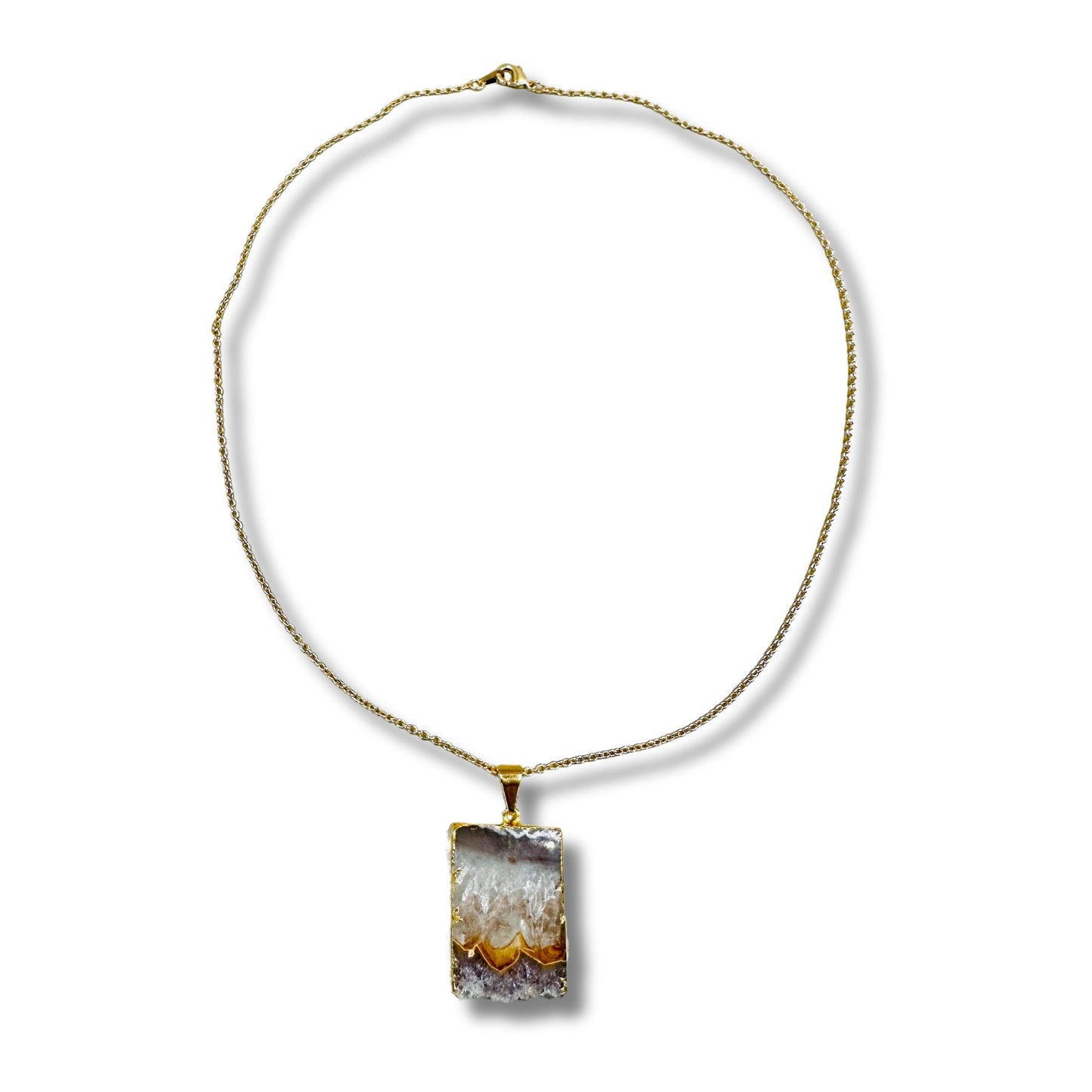 Amethyst Slice Landscape Electroformed Necklace