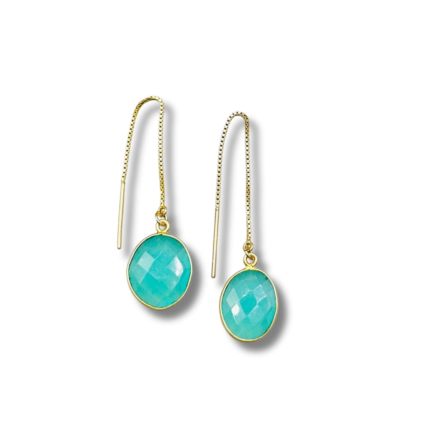 Light Green Crysophase Gold Filled Threader Earrings