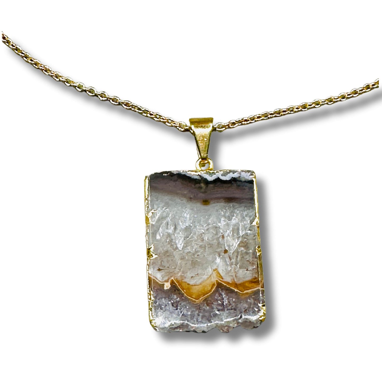 Amethyst Slice Landscape Electroformed Necklace