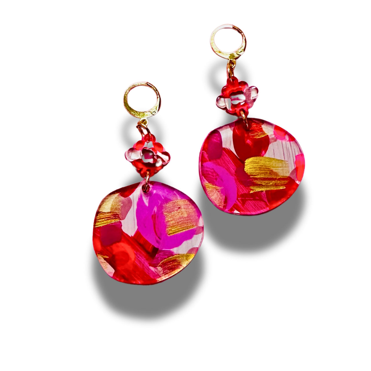 One of a Kind Hand Painted Glitter Abstract Acrylic Earrings