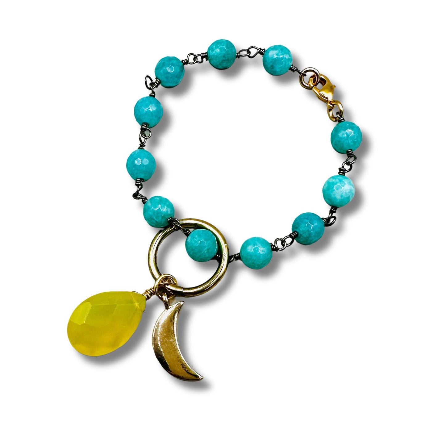 Evil Eye Gemstone Convertible Necklace, Bracelet, Layering Piece