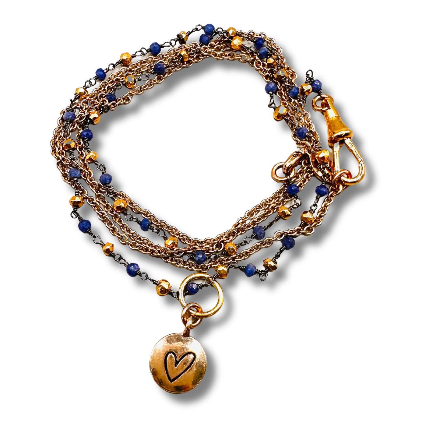 Dainty Lapis Gemstone Convertible Necklace, Bracelet, Layering Piece