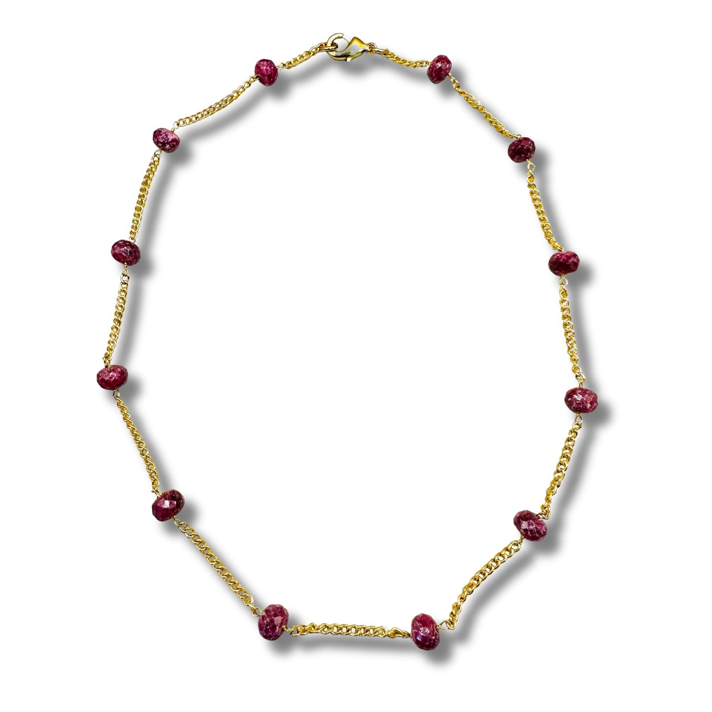 Gold Chain with Genuine Rubies Layering Necklace
