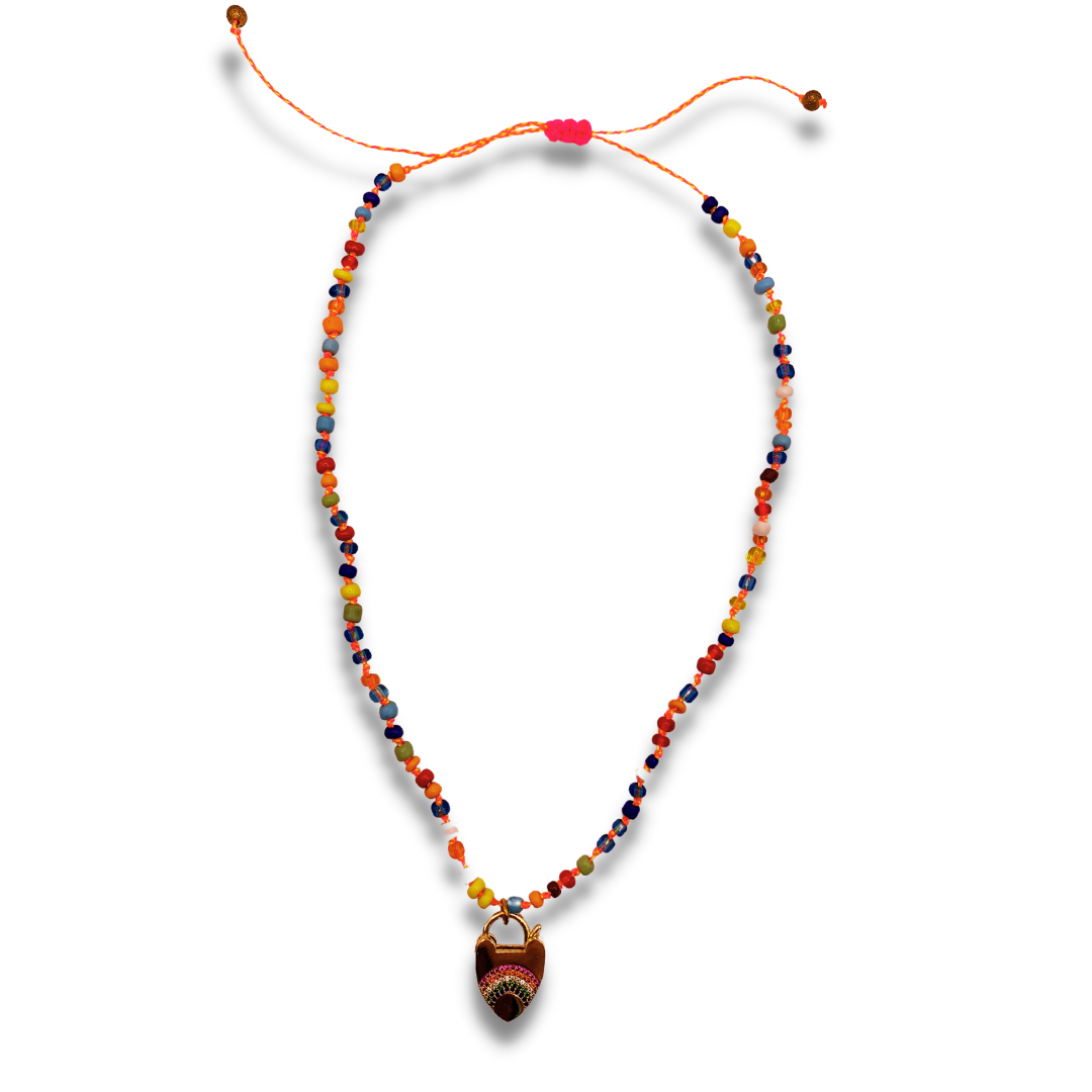 Boardwalk Babe Rainbow Heart Necklace