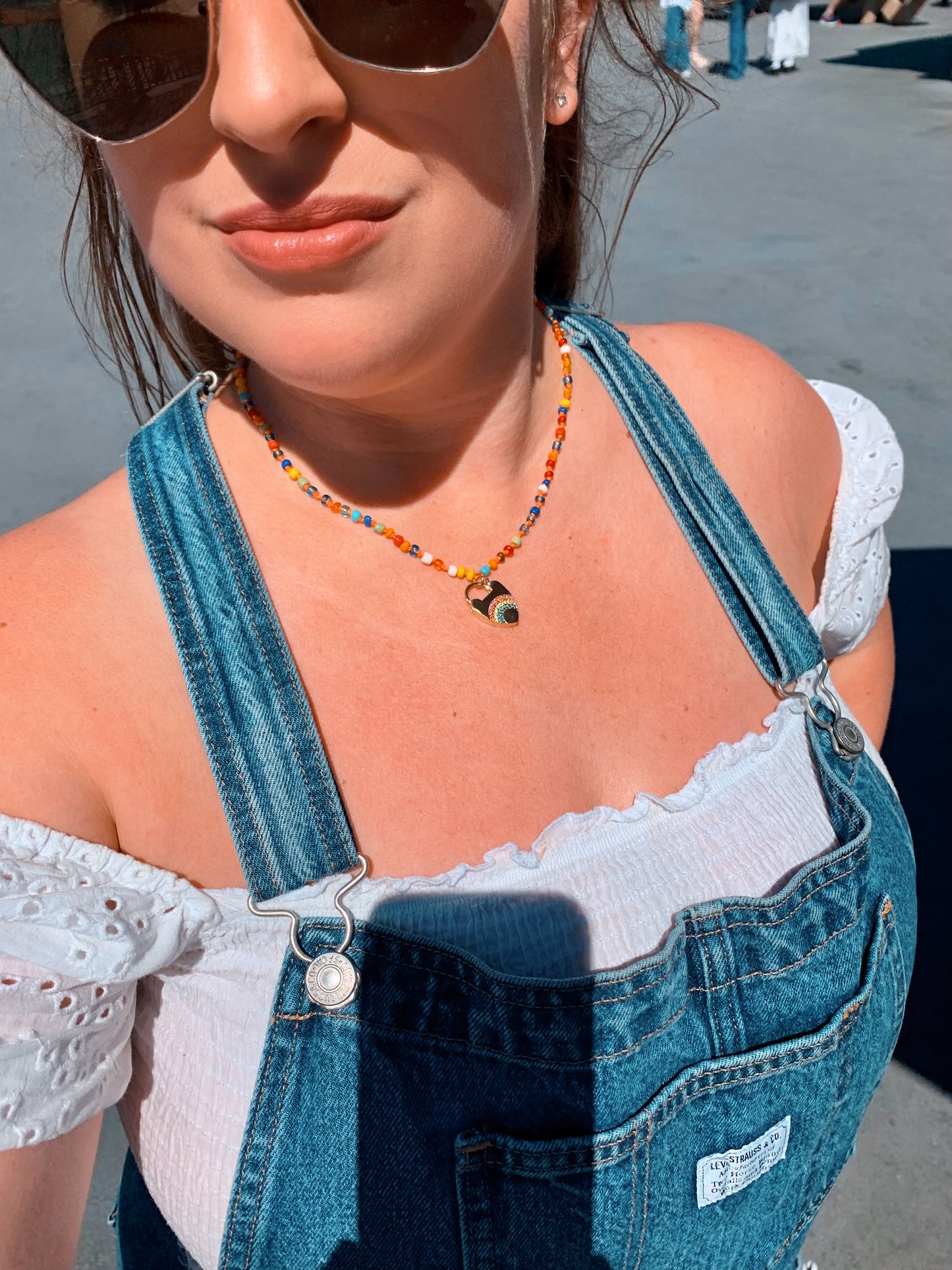 Boardwalk Babe Rainbow Heart Necklace
