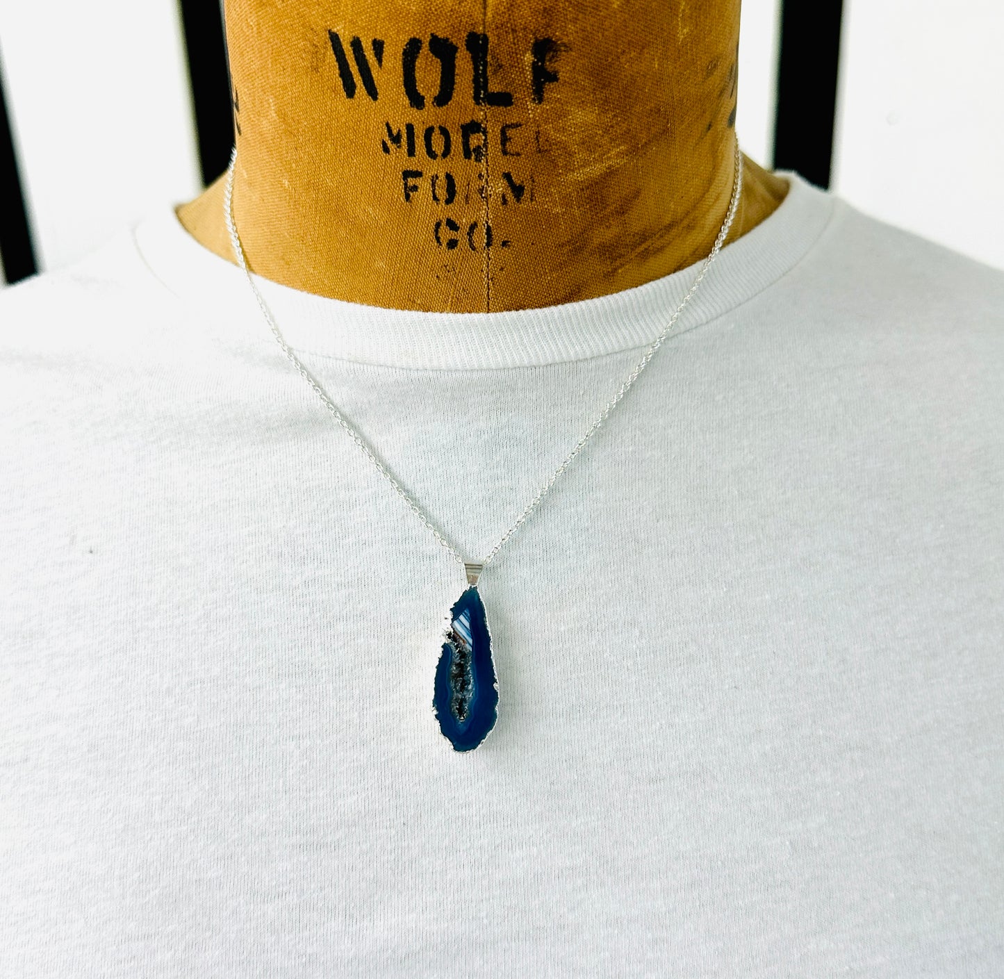 Electroformed Agate Slice Necklace