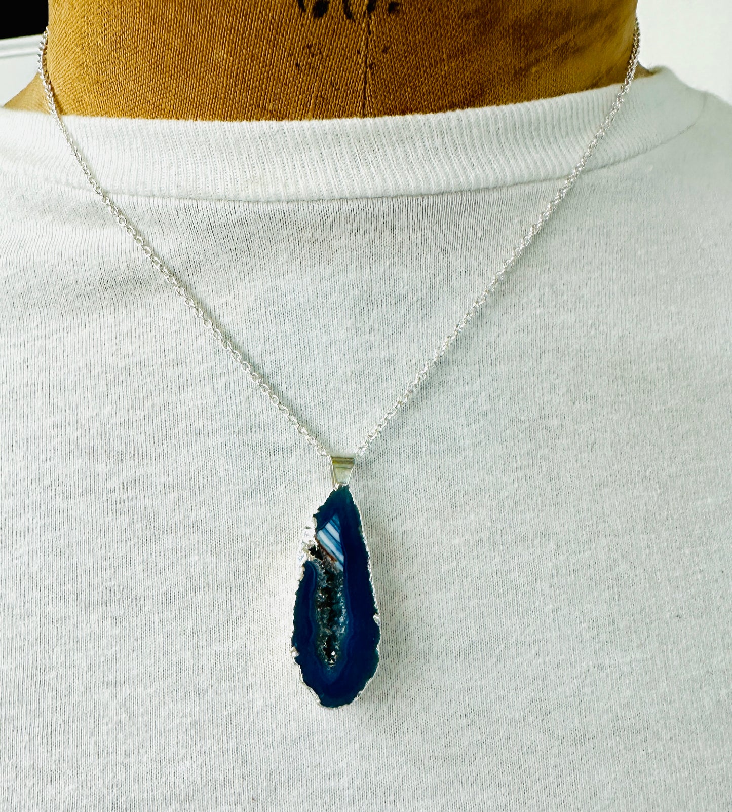 Electroformed Agate Slice Necklace
