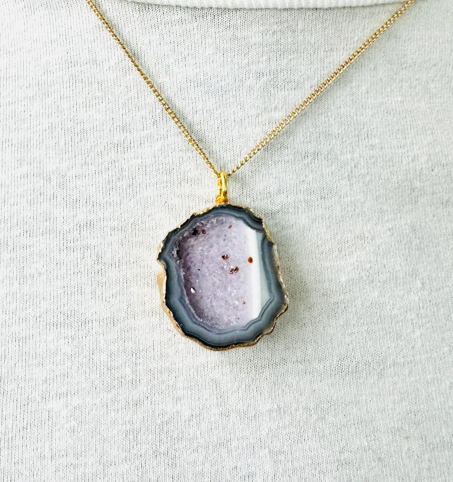 Geode Agate Slice Electroformed Necklace