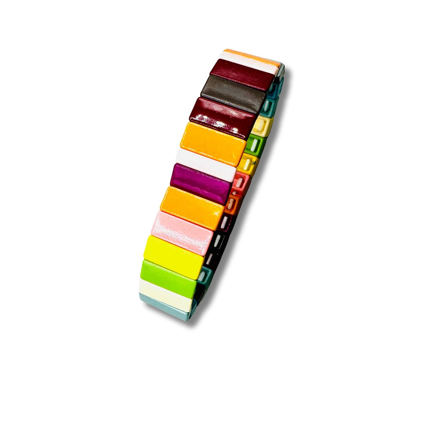 Fun and Fabulous Rainbow Enamel Stretch Bracelet