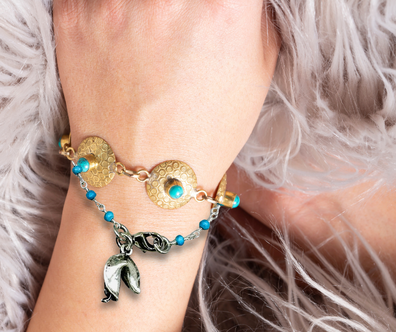 Silver fortune cookie bracelet