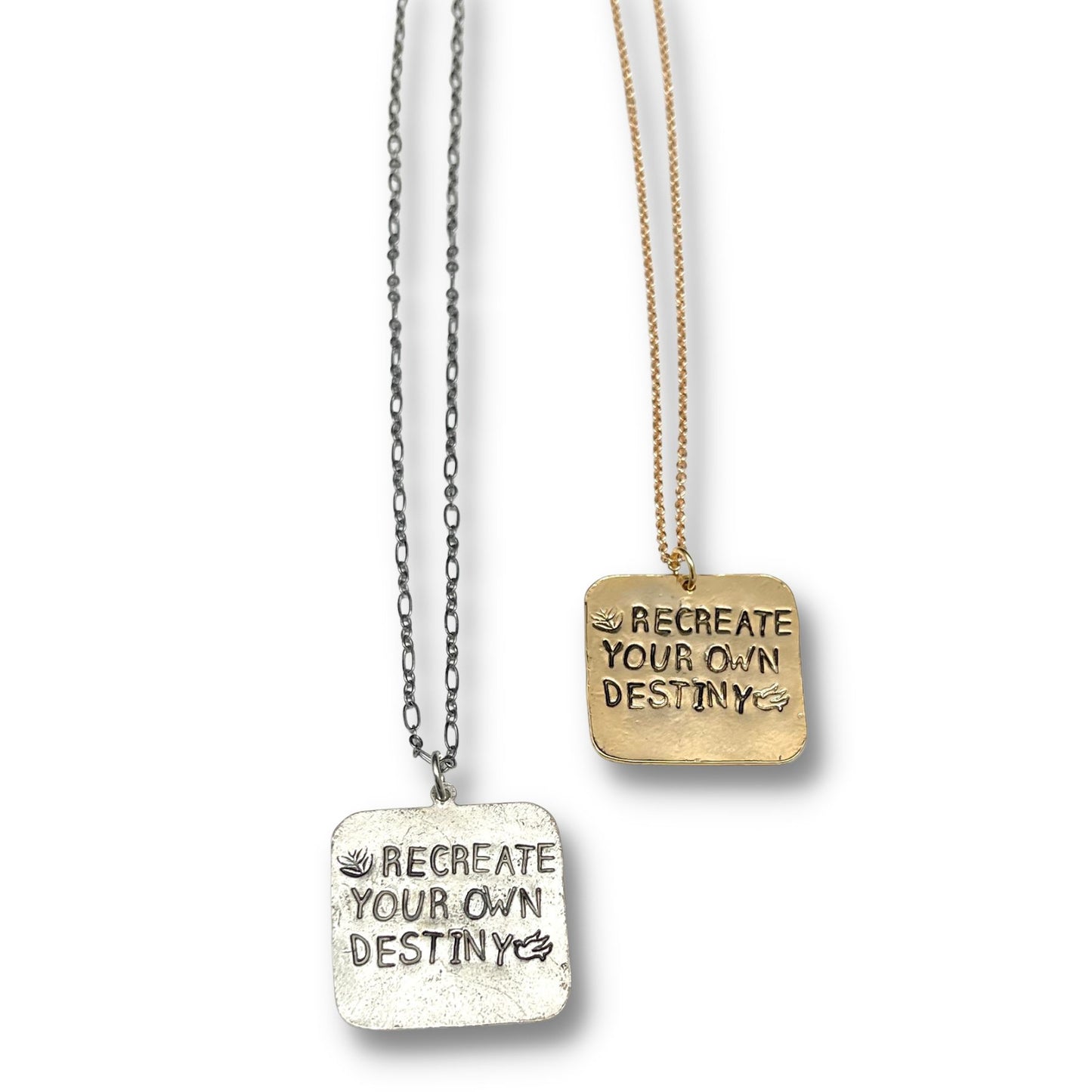 Recreate Your Own Destiny Hand Stamped Pendant Necklace