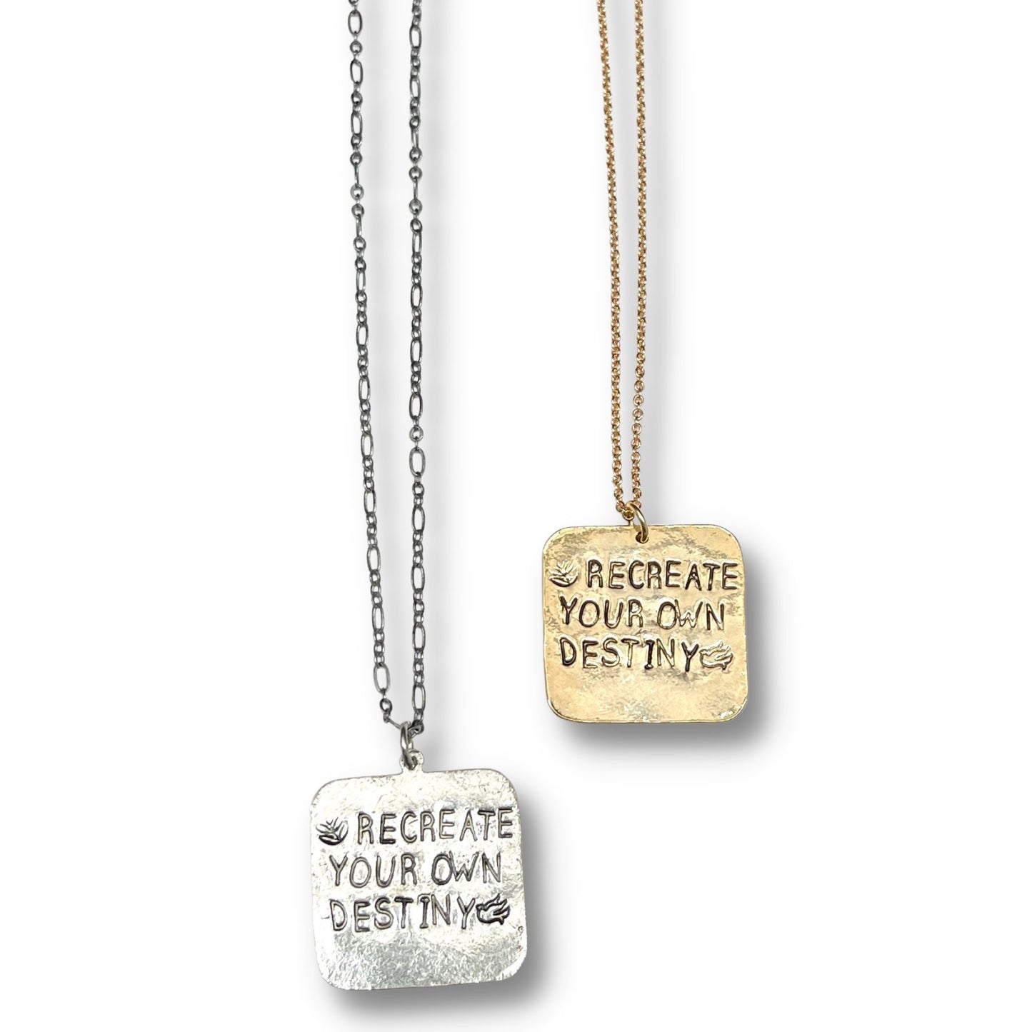 Recreate Your Own Destiny Hand Stamped Pendant Necklace
