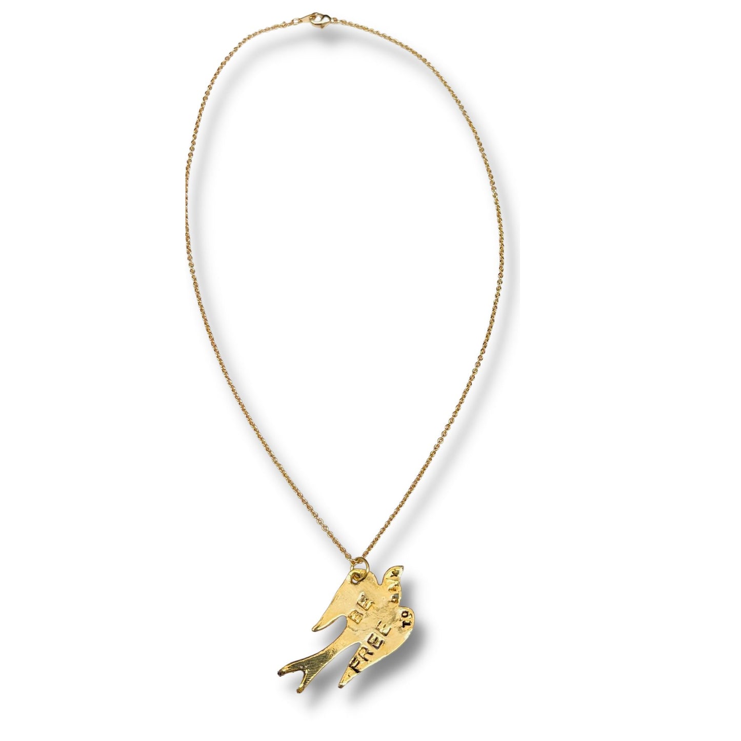 Be Free To Fly Hand Stamped Bird Pendant Necklace