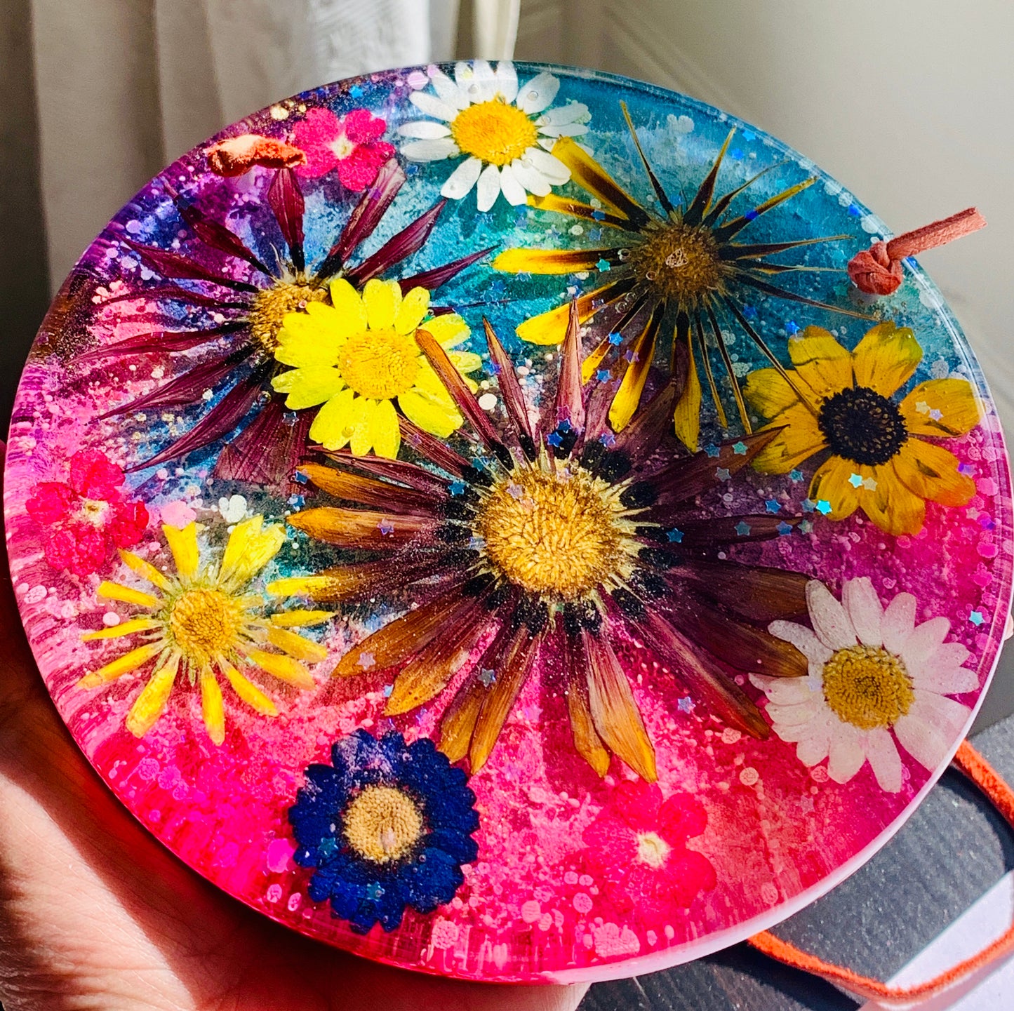Dried Flower Alcohol Ink Wall Hanging