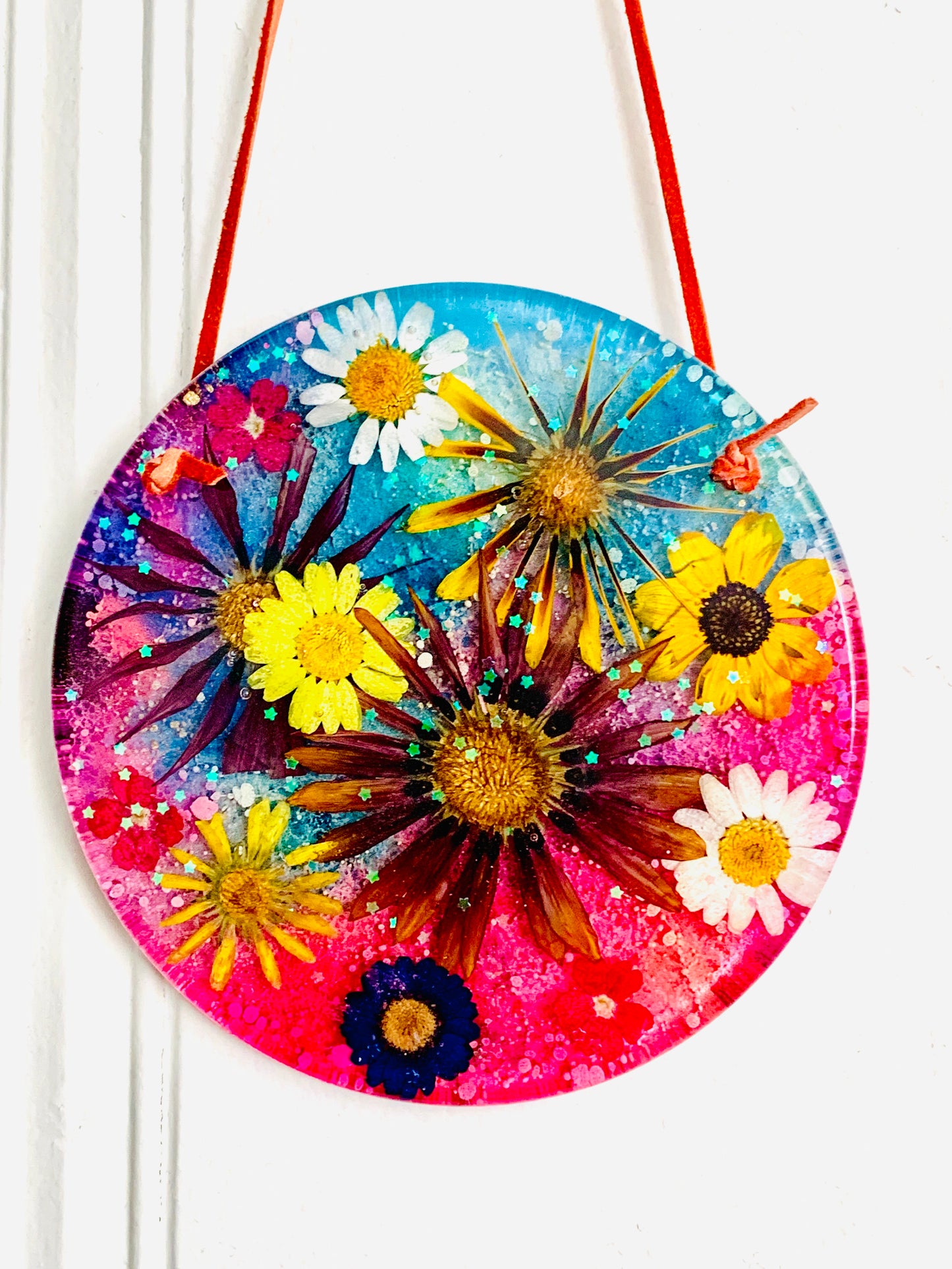 Dried Flower Alcohol Ink Wall Hanging