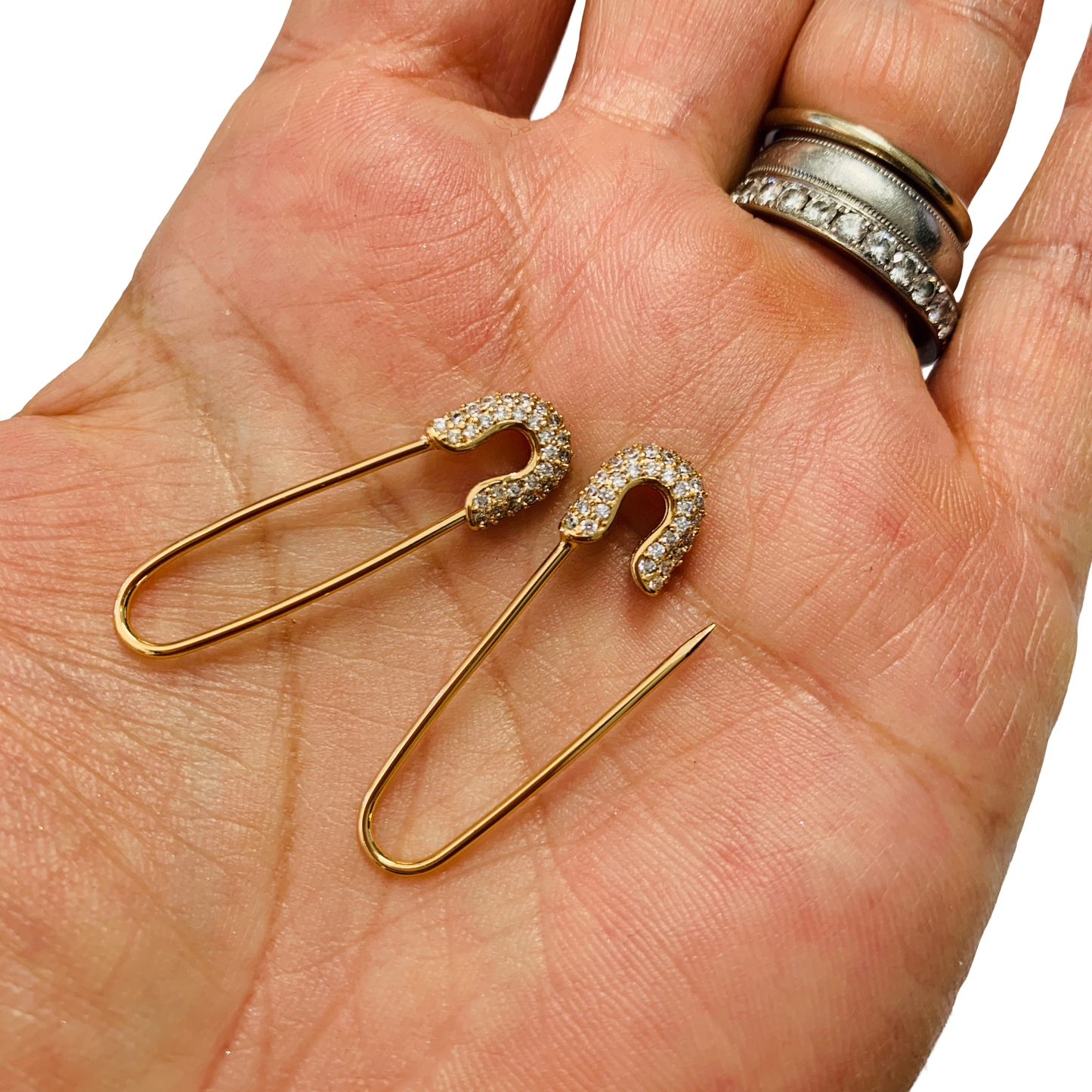 Safety Pin CZ Earrings
