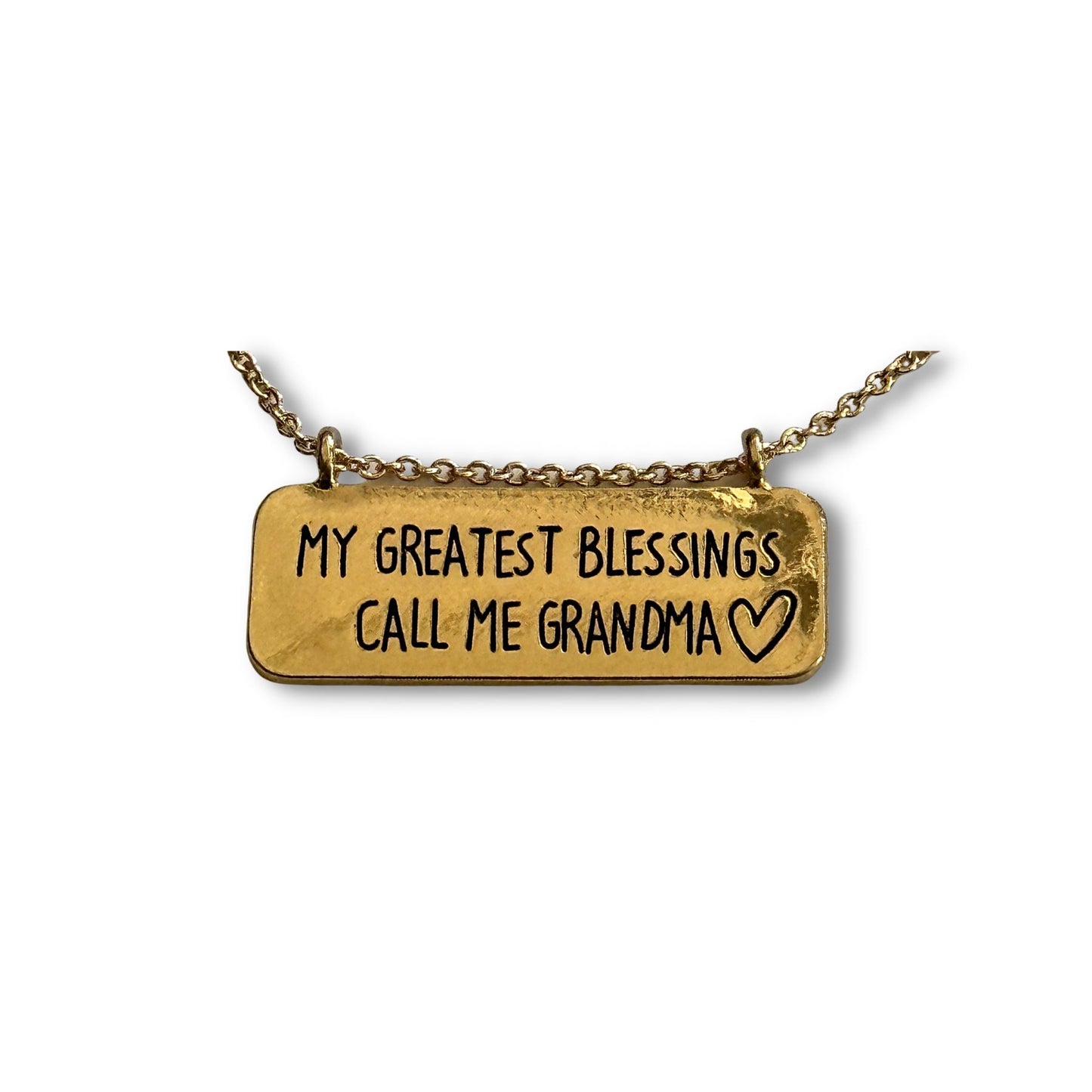 My Greatest Blessings Call Me Grandma Bar Necklace