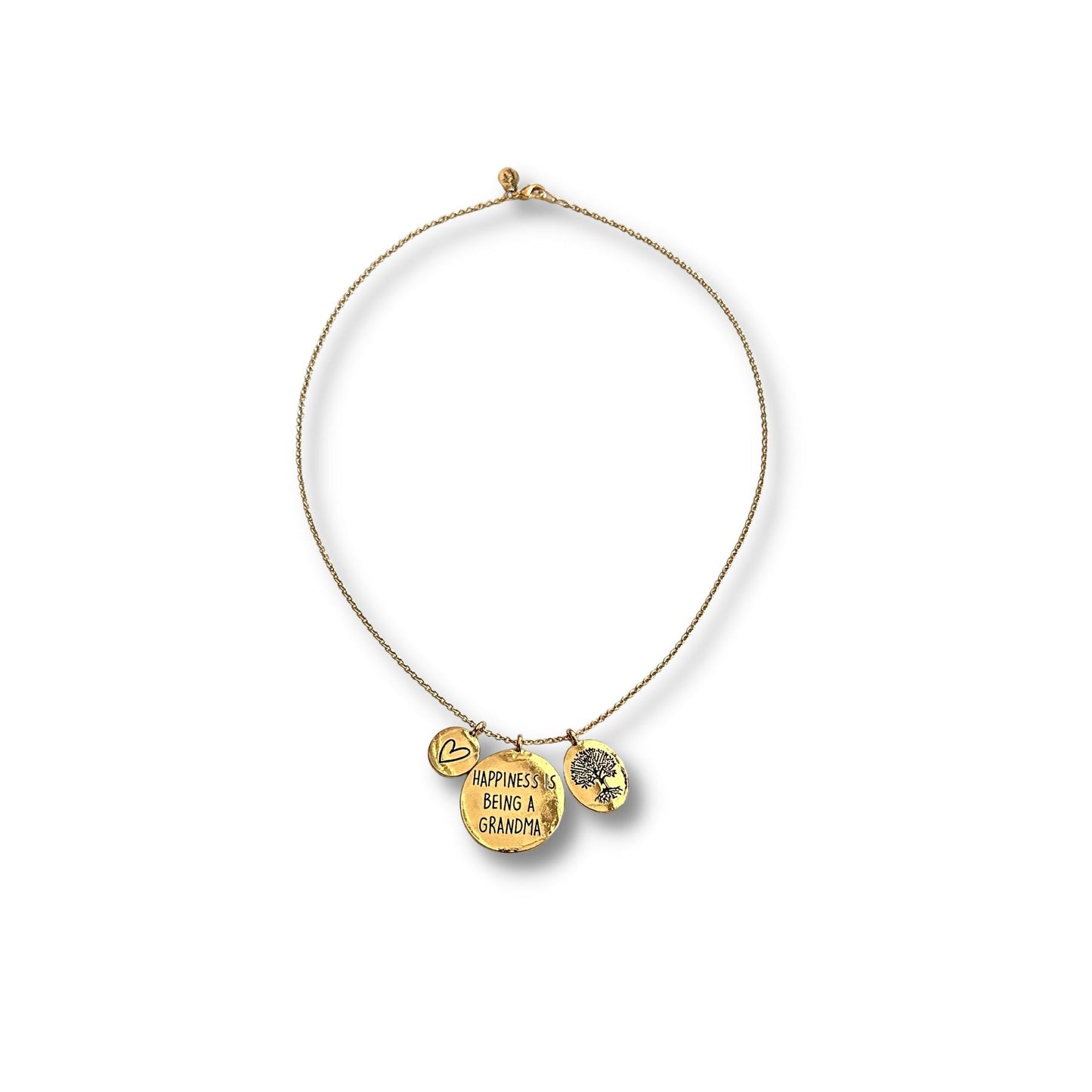 Happiness Is Being a Grandma Engraved Family Keepsake Disc Necklace