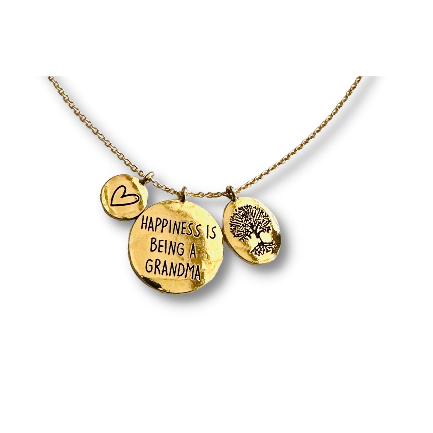 Happiness Is Being a Grandma Engraved Family Keepsake Disc Necklace