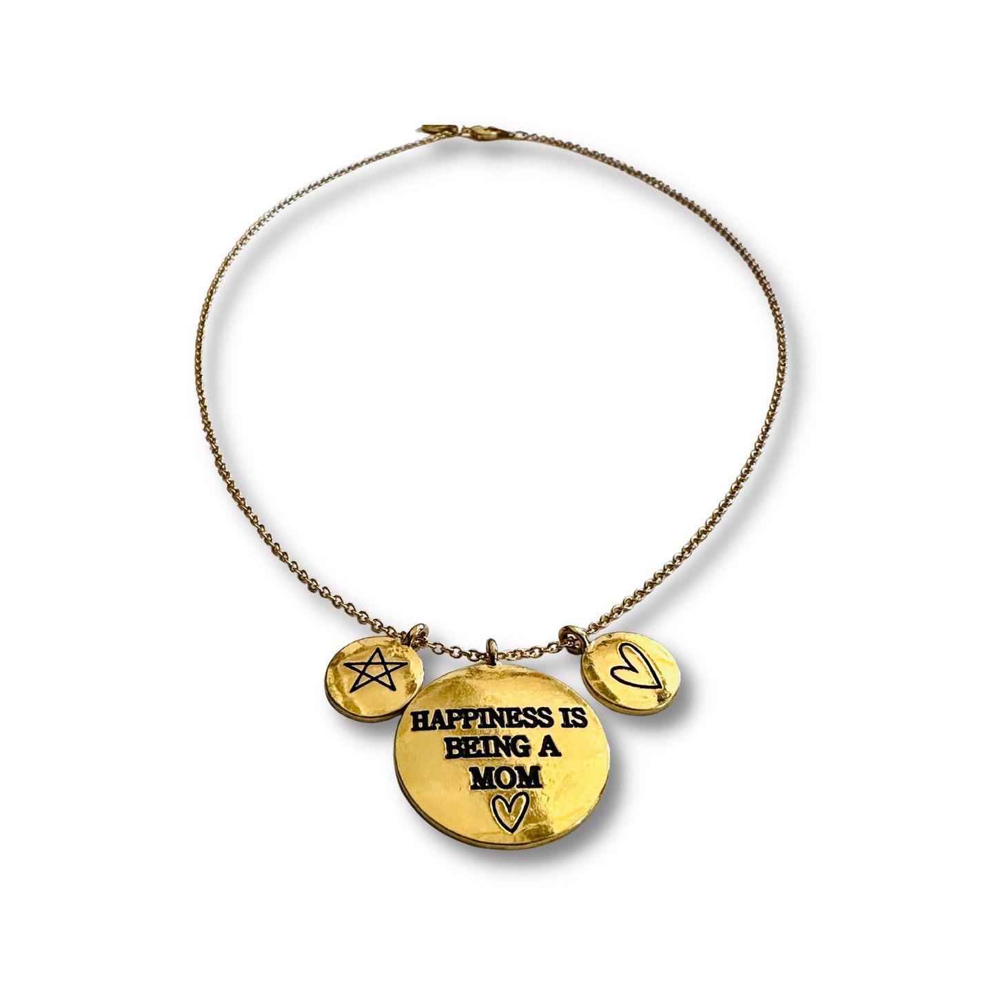 Happiness Is Being a Mom Engraved Family Keepsake Disc Necklace
