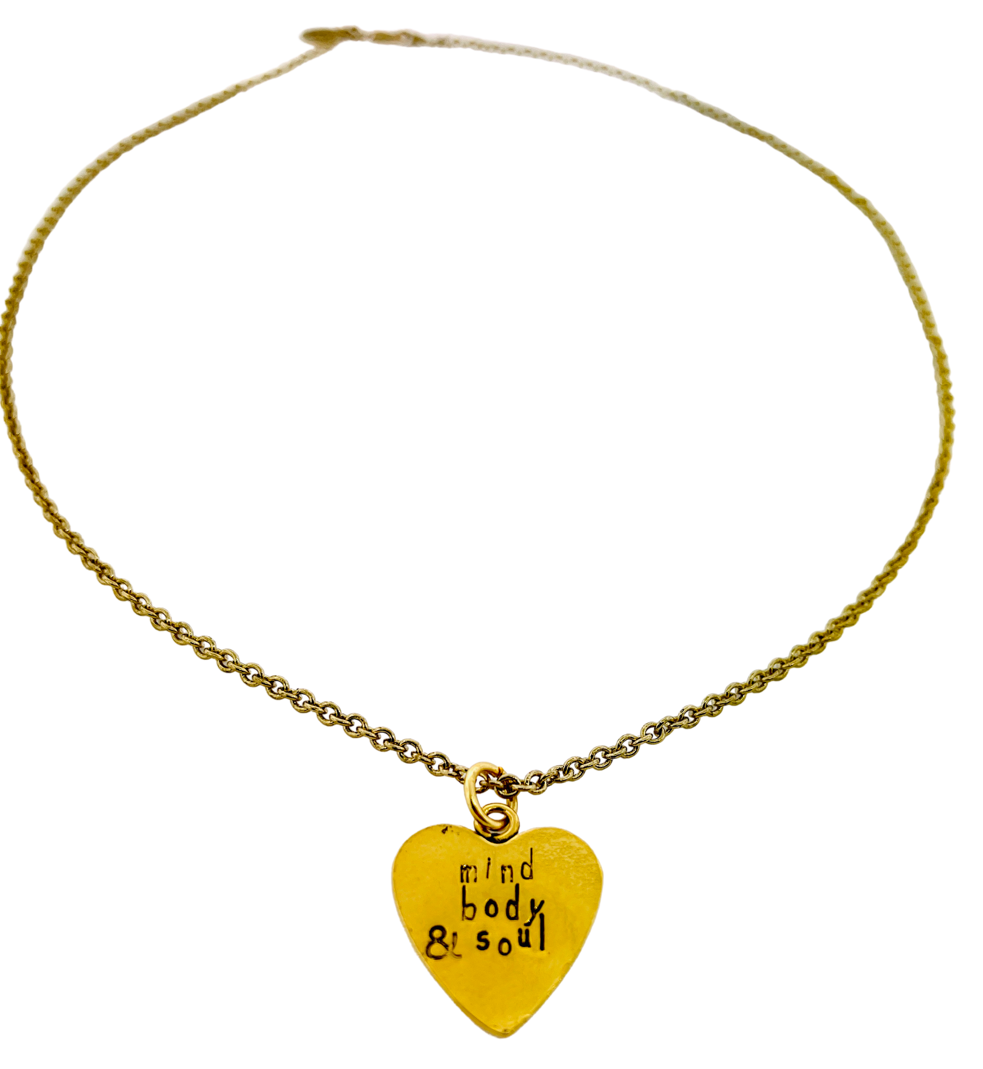 inspirational hand stamped heart necklace