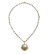 Tourmaline and Diamond CZ Gold Floral Locket Necklace