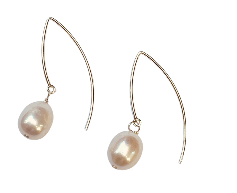 White Pearl Drop Earrings
