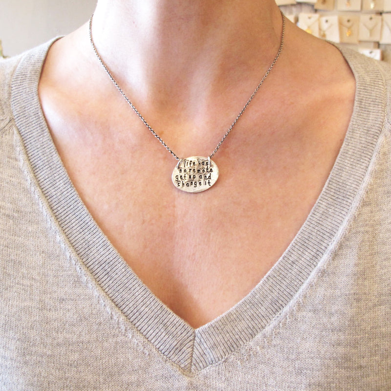 Life has no remote Stamped Coin necklace