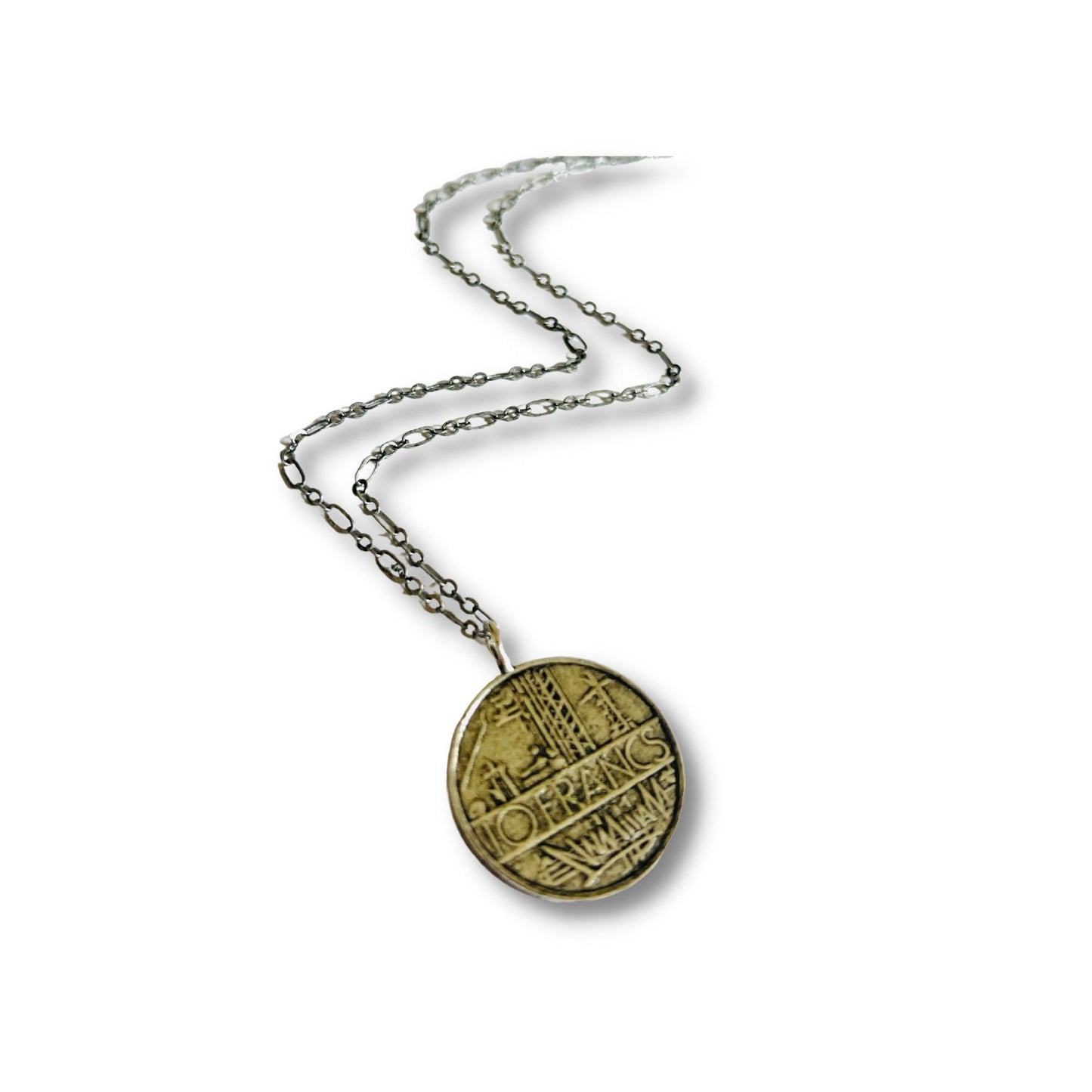 Let Go Hand Stamped French Coin Necklace