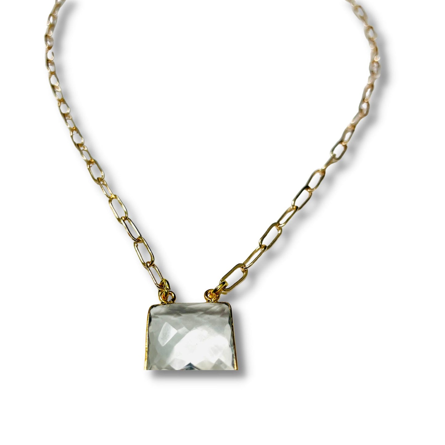 Clear Quartz Bezel Necklace
