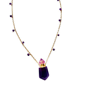 Genuine Amethyst Perfume Bottle Necklace