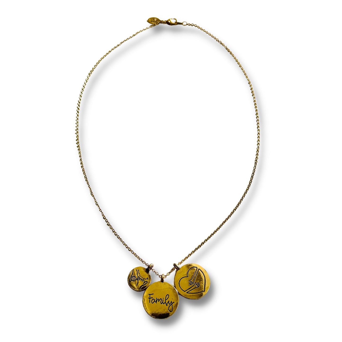 Family Charm Necklace with a Hug and a Pinky Promise