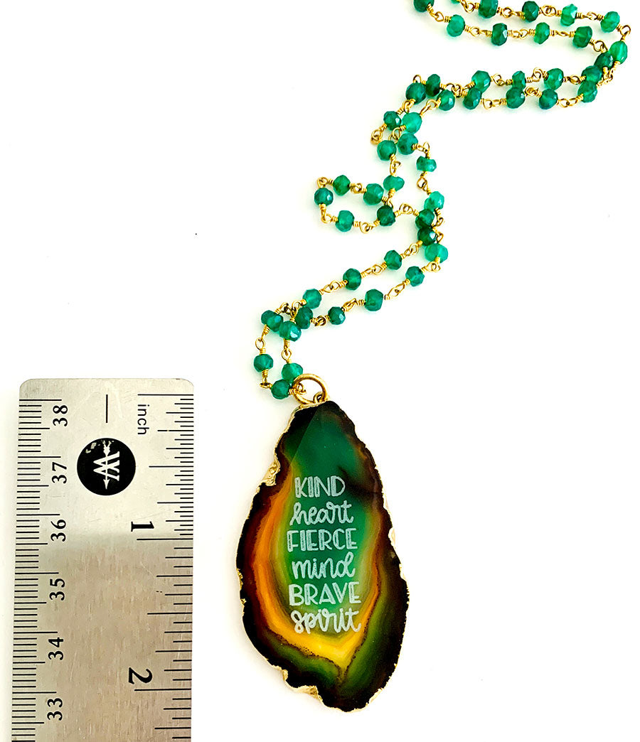 Kind Heart Fierce Mind Brave Spirit Agate Necklace
