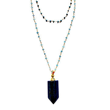 Happy Double Layer Lapis Perfume Bottle Necklace