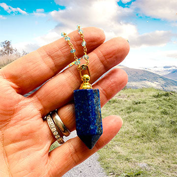 Happy Double Layer Lapis Perfume Bottle Necklace