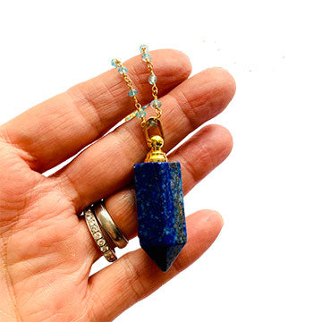 Happy Double Layer Lapis Perfume Bottle Necklace