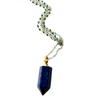 Happy Double Layer Lapis Perfume Bottle Necklace