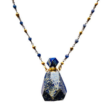 Happy Lapis Perfume Bottle Necklace