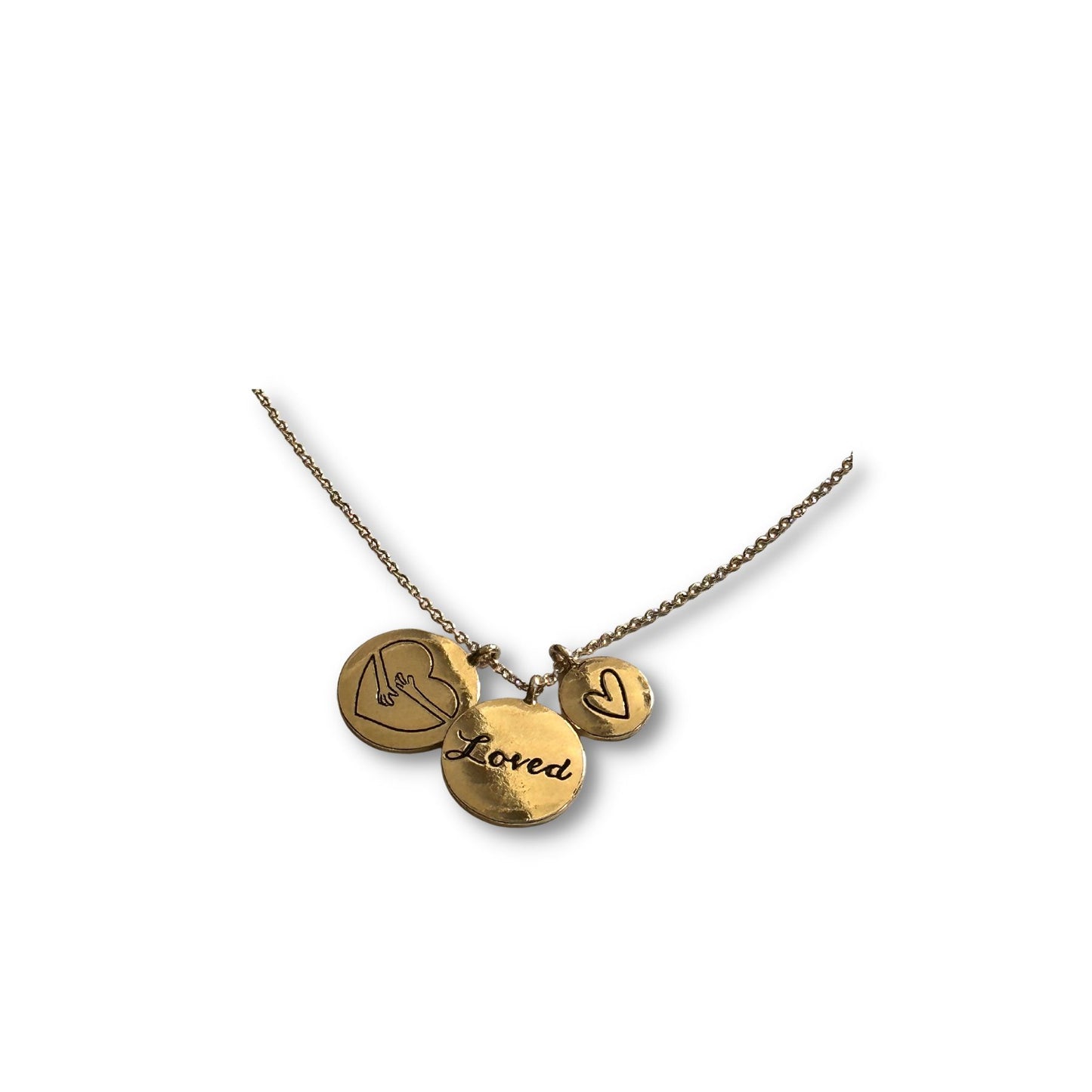 Loved Charm with a Hug and a Heart Necklace