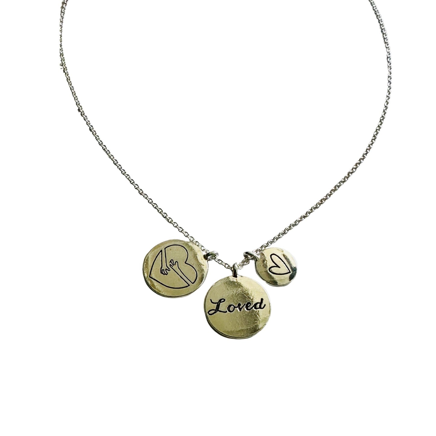 Loved Charm with a Hug and a Heart Necklace