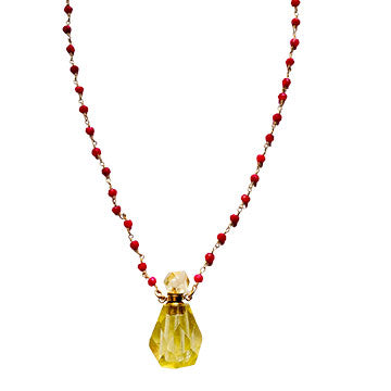 Citrine and Ruby Perfume Bottle Necklace