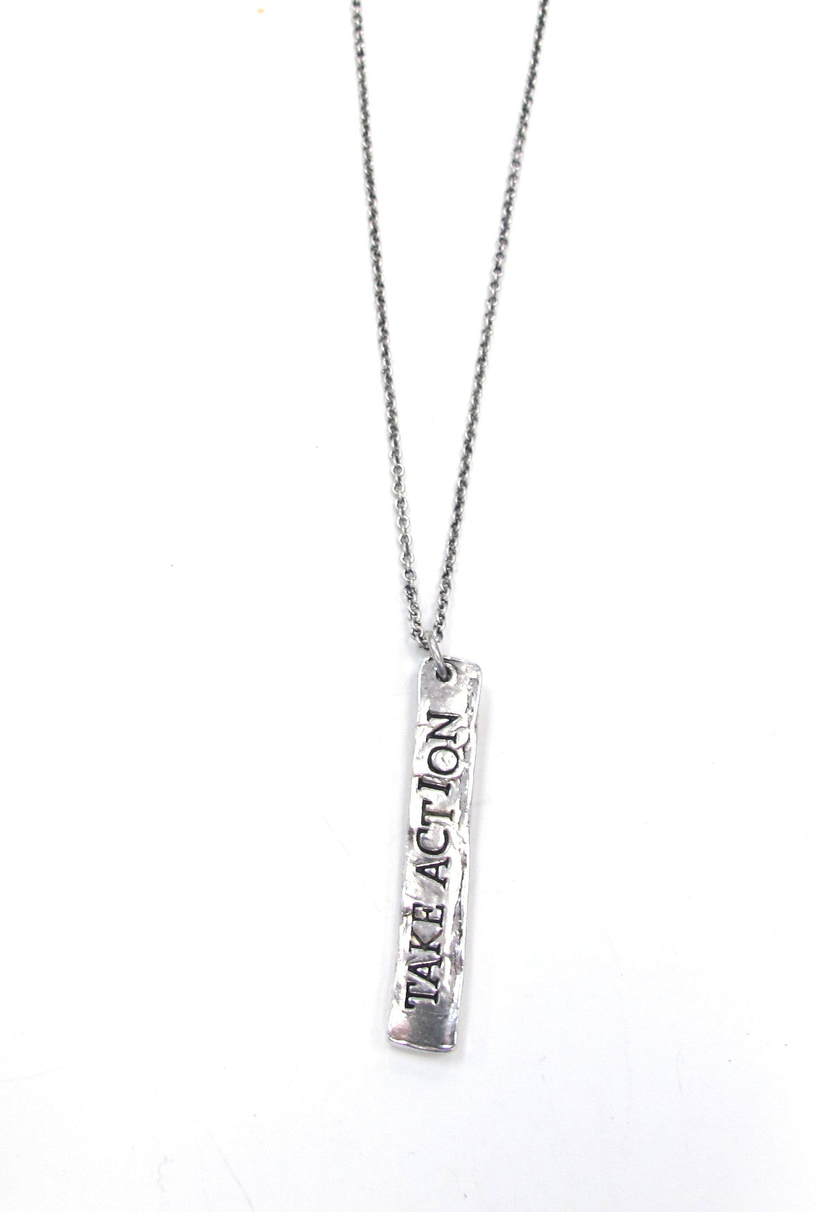 It Can Be Done/Take Action Hand Stamped Necklace