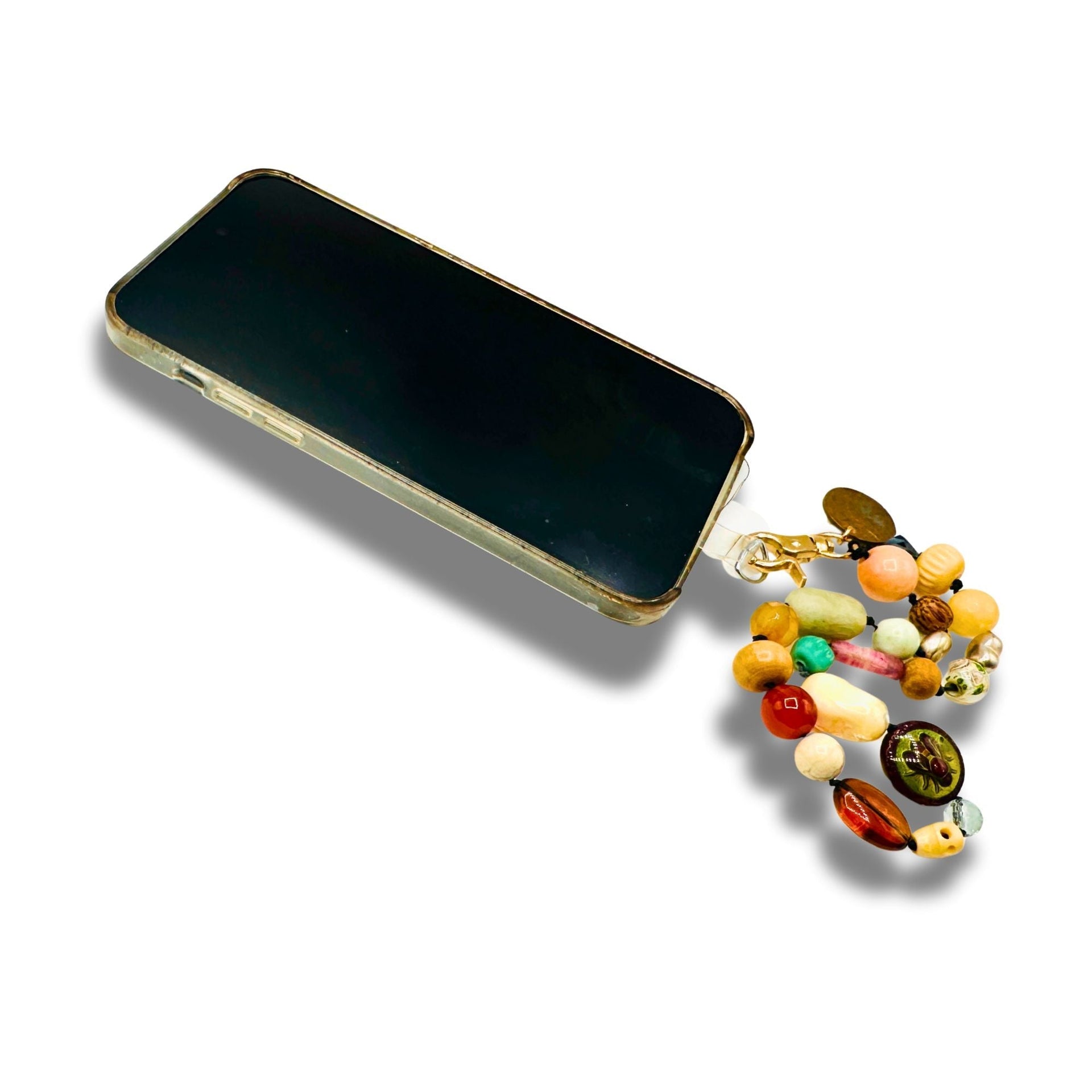 Gemstone Keychain Wristlet: Colorful Phone Strap & Charm
