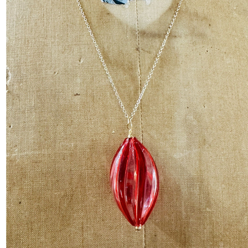 Hand Blown Murano Glass Bulb Pendant Necklace